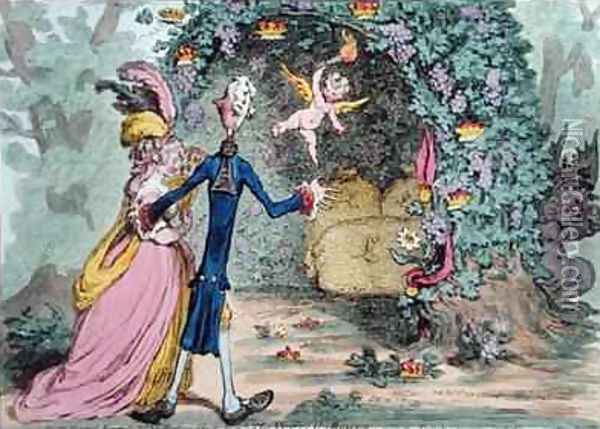 The Nuptial Bower with the Evil One peeping at the Charms of Eden Oil Painting - James Gillray
