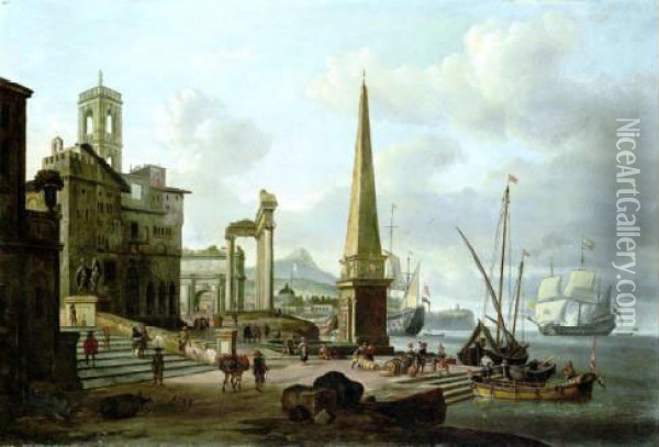 Port Mediterraneen Oil Painting - Abraham Storck