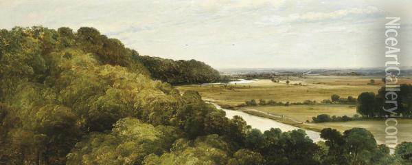 View Of Clifden Looking Towards Maidenhead Oil Painting - Frederick Richard Lee
