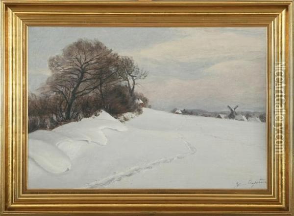 Winter Scenery Oil Painting - Hans Agersnap