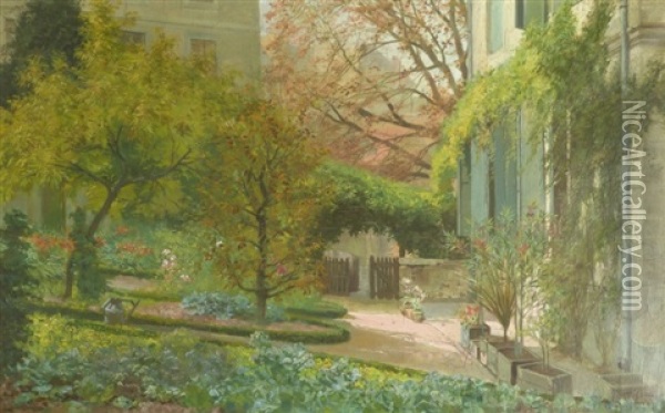 Vue Sur Un Jardin Oil Painting - Francois Adolphe Grison