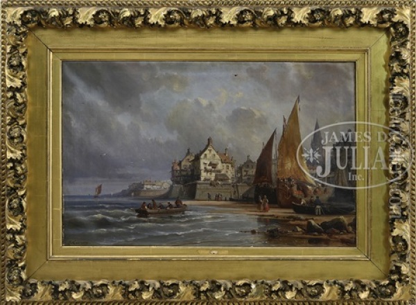 French Fishing Port Oil Painting - Charles Euphrasie Kuwasseg
