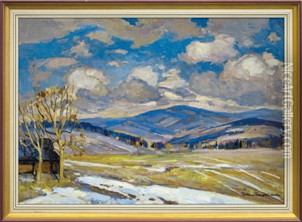 Early Spring In Mountains Oil Painting - Stefan Filipkiewicz