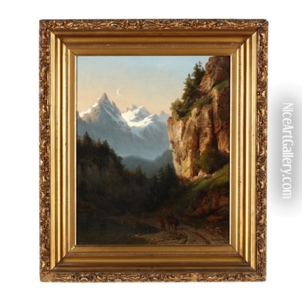 An Alpine Pass Oil Painting - Carl Joseph Kuwasseg