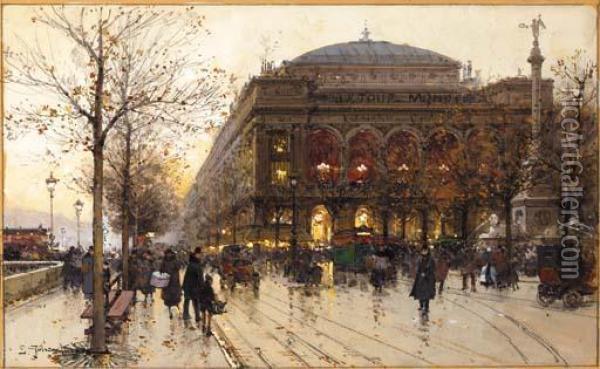 Place Du Chatelet Oil Painting - Eugene Galien-Laloue