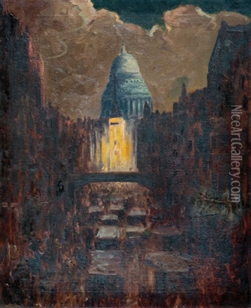 Saint Paul`s From Ludgate Hill Oil Painting - Stephen Robert Koekkoek