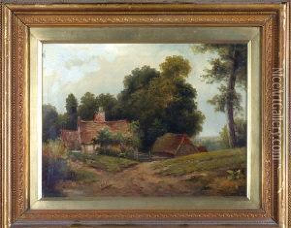 Country Cottages In Summer Oil Painting - M. Hall