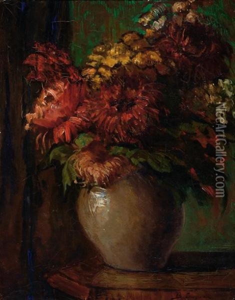 Flowers In A Vase Oil Painting - Baruch Lopez De Leao Laguna