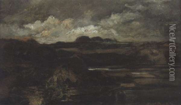 Abendliche Landschaft Unter Wolken Oil Painting - Karl Pierre Daubigny