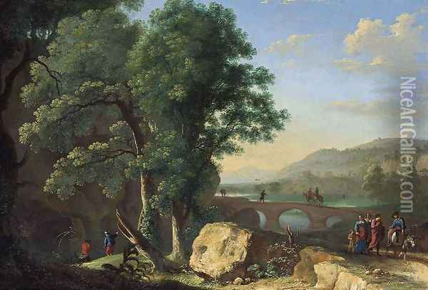 Italianate Landscape 1640s Oil Painting - Herman Van Swanevelt