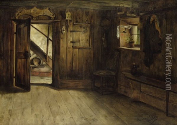 Bauernstube In Gnadenwald Oil Painting - Emma (Edle von Seehof) Mueller