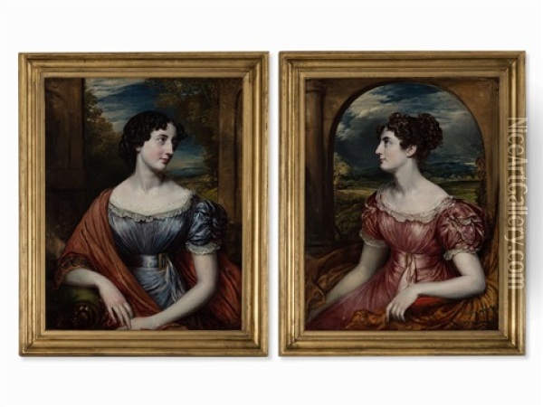 Pair Large-scale Portraits Oil Painting - John Linnell