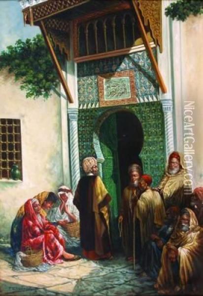 Personnage Devant Une Mosquee Oil Painting - Frans Wilhelm Odelmark