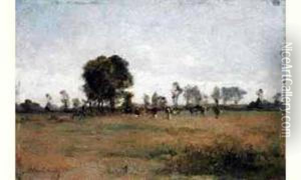 Paysage Au Troupeau De Vaches. Oil Painting - Paul Emile Berthon