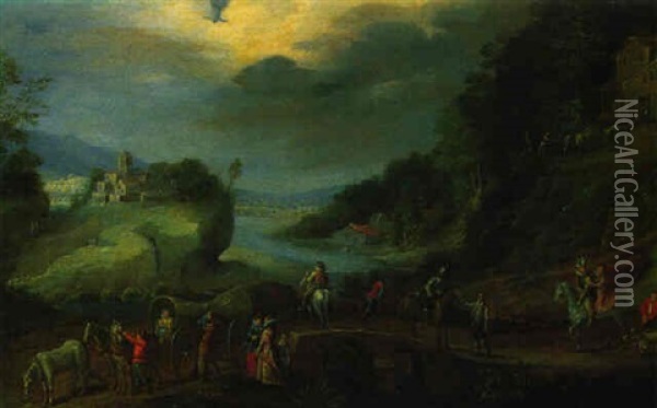 Flusslandschaft Mit Reitern Oil Painting - Mattheus Molanus
