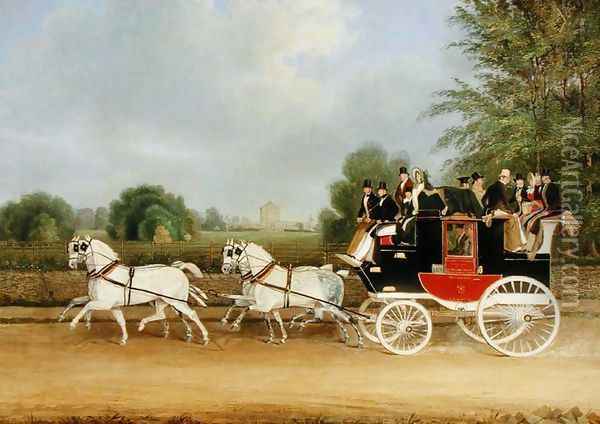 The London-Farringdon Coach Passing Buckland House, Berkshire Oil Painting - James Pollard
