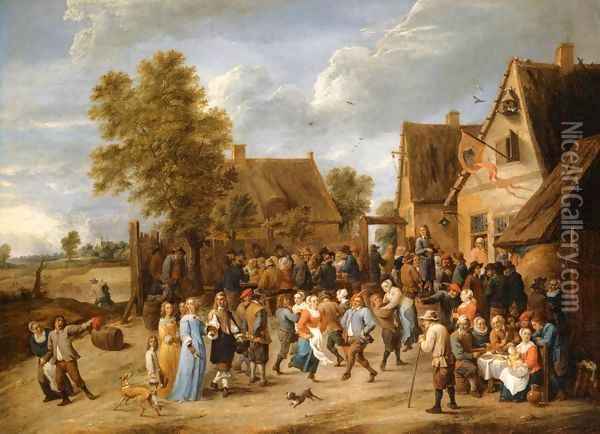 Village Revel with Aristocratic Couple Oil Painting - David The Younger Teniers