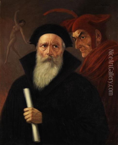 Faust Und Mephisto Oil Painting - Anton Kaulbach