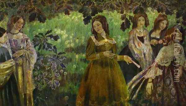 The Emerald Necklace, 1903-1904 Oil Painting - Viktor Elpidiforovich Borisov-Musatov