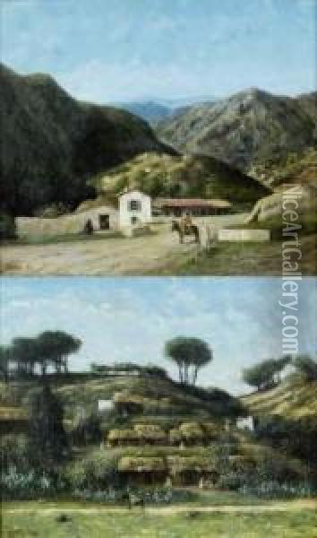 Villa A Flanc De Coteaux En Algerie Oil Painting - Cherubino Pata