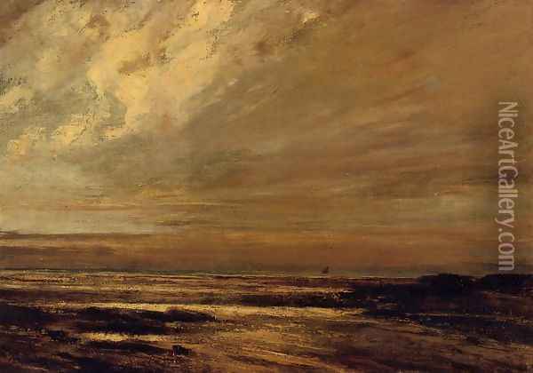 The Beach at Trouville at Low Tide II Oil Painting - Gustave Courbet