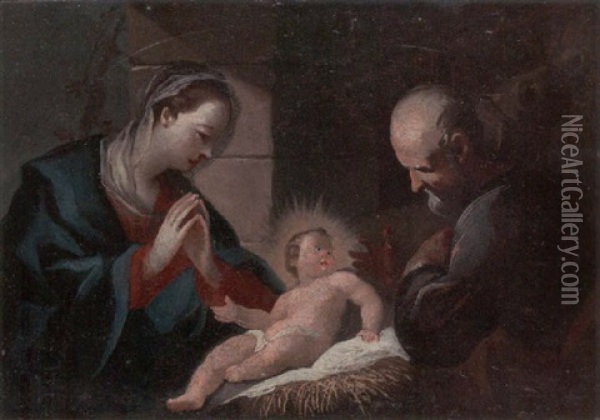The Holy Family Oil Painting - Giuseppe Antonio Petrini