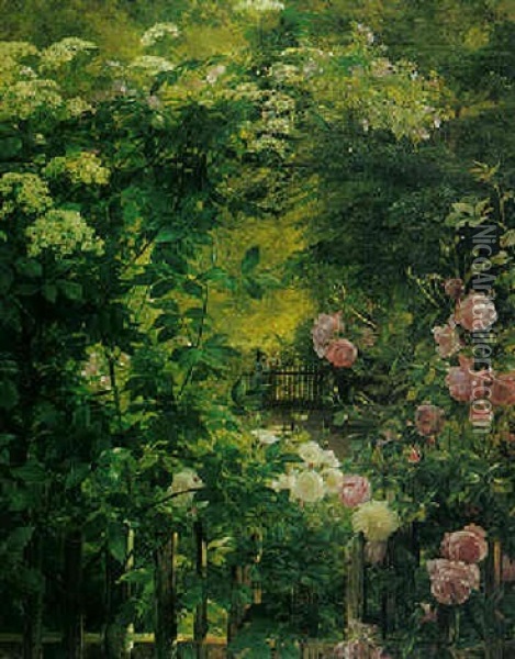 The Rose Garden Oil Painting - Carl Frederik Peder Aagaard