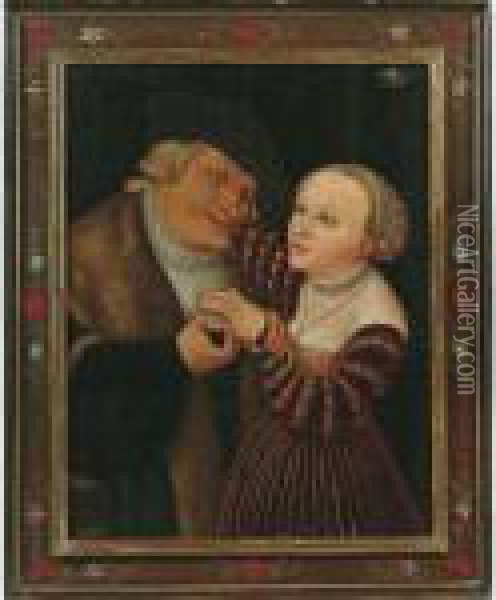 Vecchio Con Fanciulla Oil Painting - Lucas The Elder Cranach