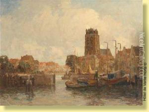L'entree Du Port Oil Painting - Gerardus Johannes Delfgaauw