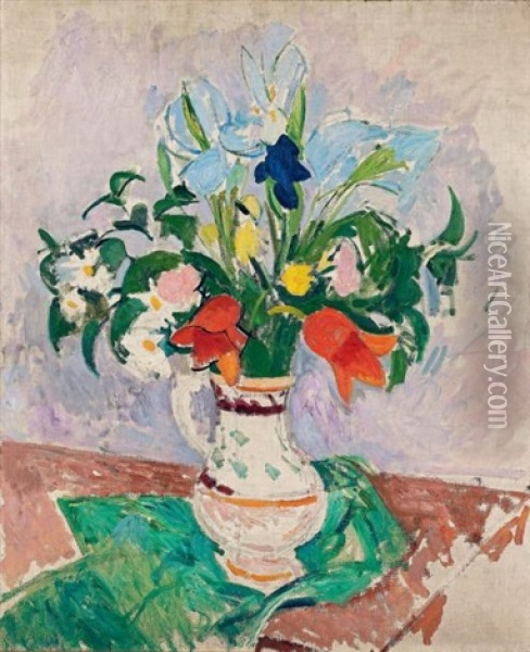 Bouquet De Fleurs Varies Oil Painting - Rudolf Levy