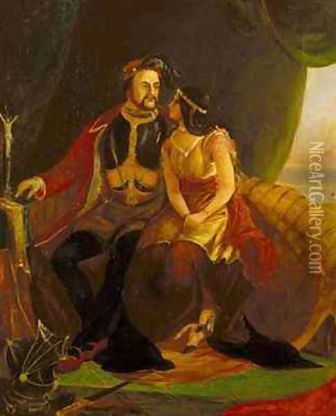 John Rolfe and Pocahontas Oil Painting - James William Glass