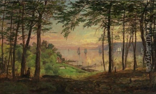 Hudson River From Dudley's Grove Oil Painting - Jasper Francis Cropsey