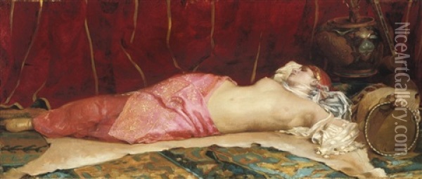 La Concubine Endormie Oil Painting - Theodore Jacques Ralli