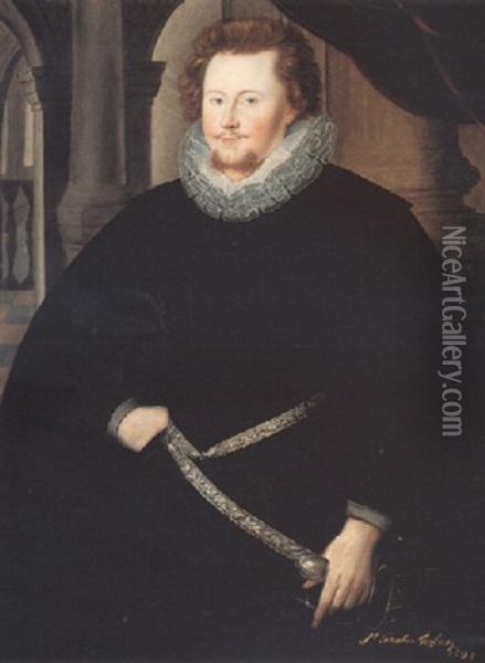 Portrait Of Sir Jonathan Trelawney Oil Painting - Marcus Gerards the Younger