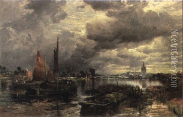 Hemley On Thames Oil Painting - Samuel Bough