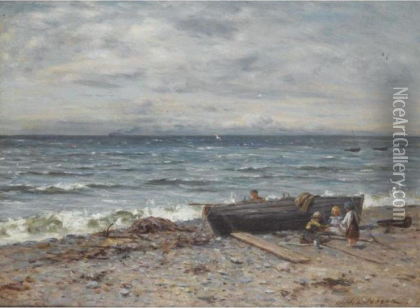 At Play On The Shore Oil Painting - Joseph Henderson