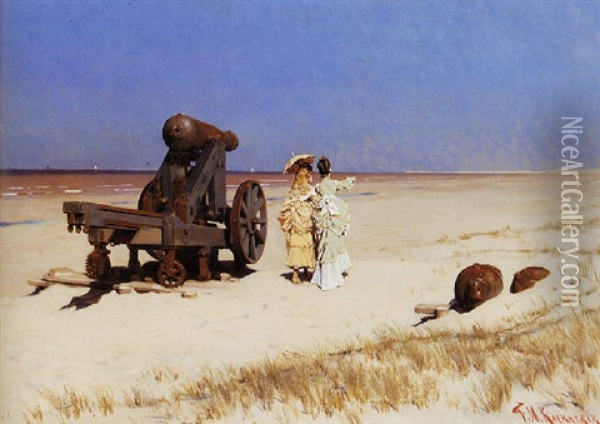 At The Seashore Oil Painting - Frederik Hendrik Kaemmerer