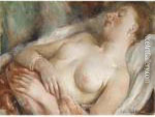 Sleeping Nude Oil Painting - Vera Rockline