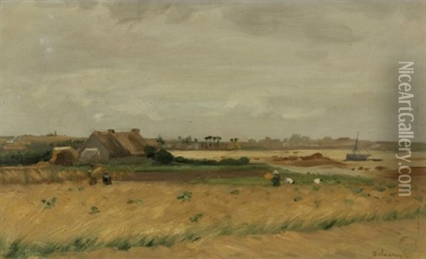Landschaft Mit Gehoft Oil Painting - Pierre Delaunay