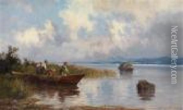 Fischer Am Chiemsee Oil Painting - Willy Moralt