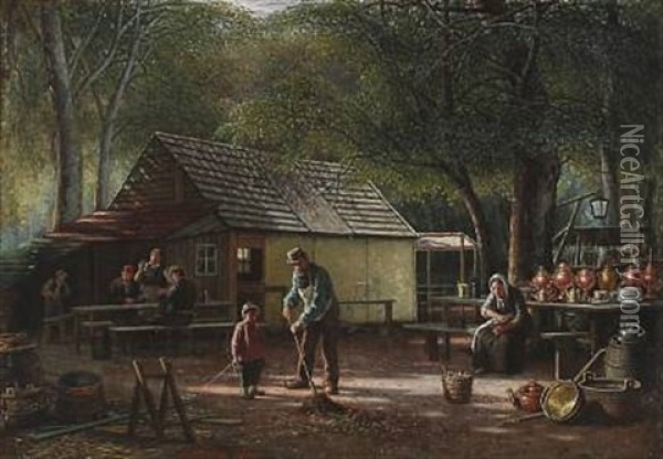 At An Inn In The Deer Garden North Of Copenhagen Oil Painting - David Monies