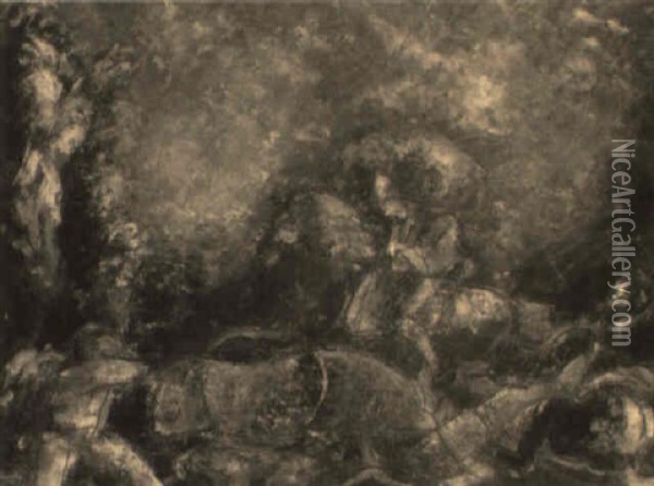 La Chasse Au Rhinoceros Oil Painting - Charles Dufresne