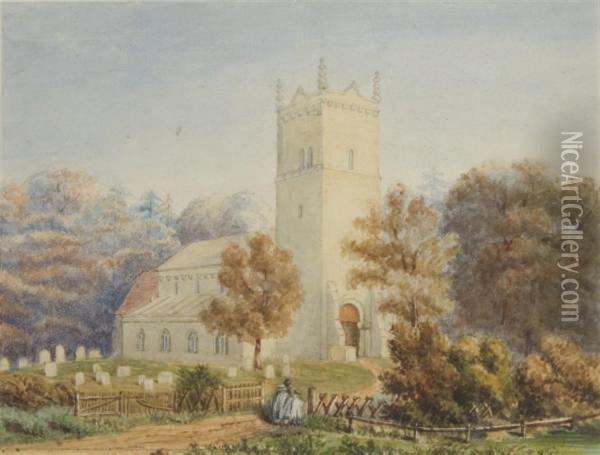 Vue D'une Eglise En Angleterre Oil Painting - Frederic De Mercey