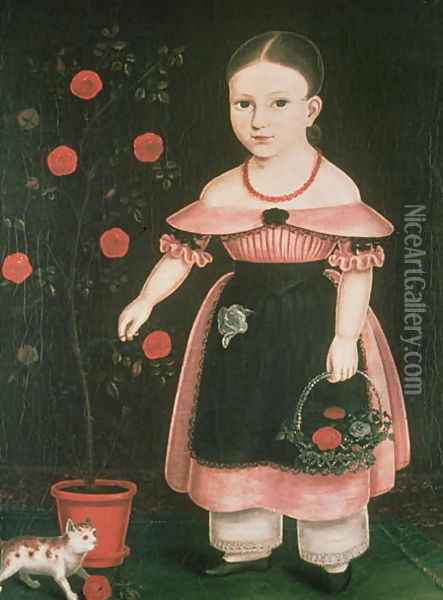 Little Girl in Lavender c.1840 Oil Painting - John Bradley
