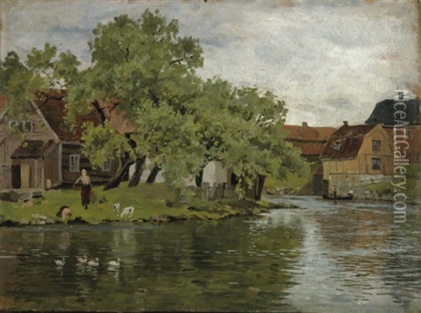 Parti Fra Akerselven - Scene From Aker River Oil Painting - Edvard Munch