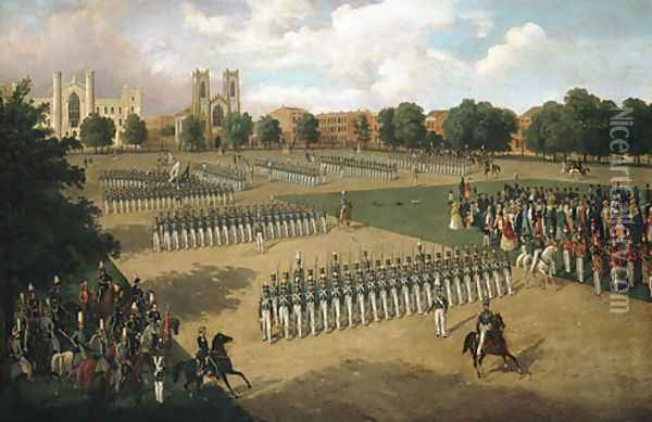 Seventh Regiment on Review, Washington Square, New York Oil Painting - Otto Botticher