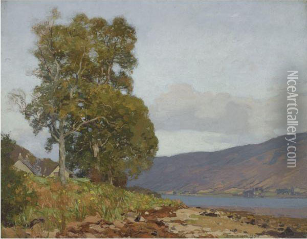 Lochside Landscape Oil Painting - George Houston