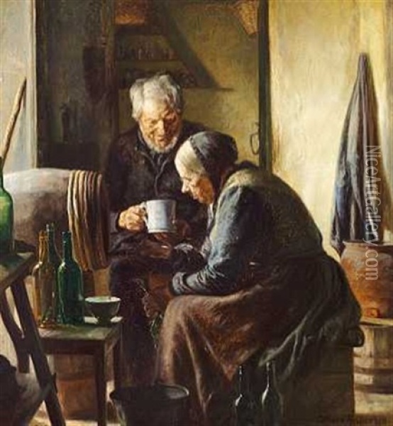 Naar Mosten Tappes Oil Painting - Cilius (Johannes Konrad) Andersen