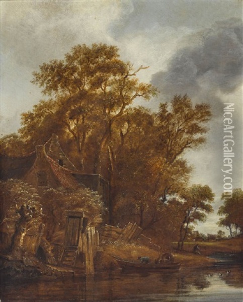 Uferlandschaft Mit Bauernhaus Oil Painting - Cornelis Gerritsz Decker
