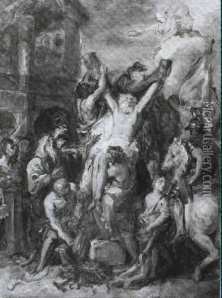 The Martyrdom Of St. Andrew Oil Painting - Jean Baptiste Henri Deshays